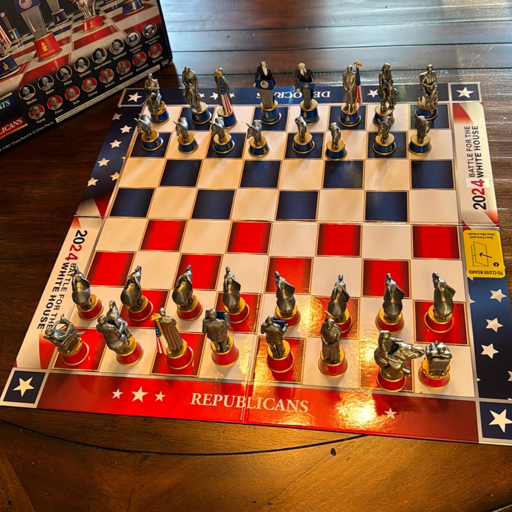 Modified Battle for the White House Chess Set 2024. Unique!